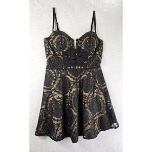 Black Lace Formal Mini Dress BeBe X Naven Corset Bustier Spaghetti Straps Victor